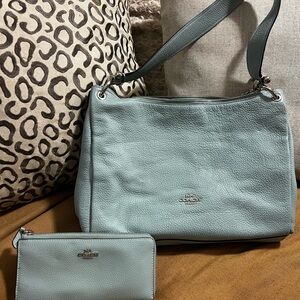 Coach Soft Blue Leather Shoulder Bag